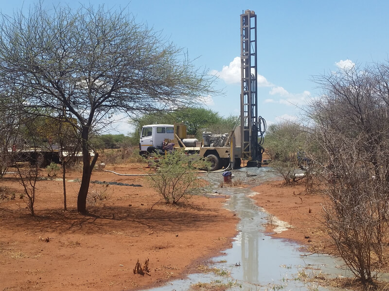 drilling truck with water in bushveld